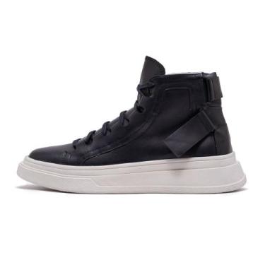 Imagem de Tênis Confortável Cano Alto Até 46 Albus Avalon em Couro, Preto, 42