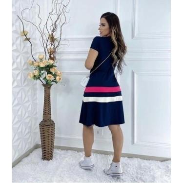 Imagem de Vestido Midi Amanda Moda Evangélica Feminina - Miss Flower, Marinho co