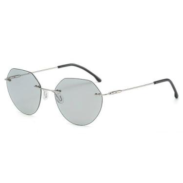 Imagem de Óculos de sol sem aro para dirigir à noite, masculino e feminino, óculos de sol da moda, óculos de sol fotocrômicos para dirigir, UV400, prata, fotocrômico, tamanho único