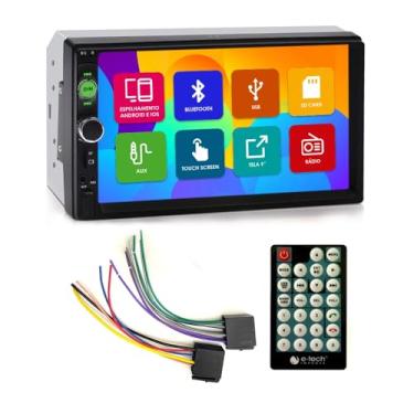 Imagem de Mp5 Player Automotivo 2 Din 7 Polegadas E-Tech Light Bluetooth Espelhamento Android IOS Usb Botão Físico Comando Volante