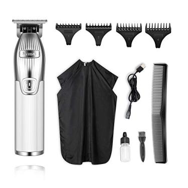 Imagem de Kemei Aparador de cabelo careca de 0 mm para homens, profissional sem fio, aparador de barba com lâmina em T, kit de cuidados recarregáveis, presentes para o dia dos pais