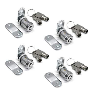 Imagem de 4 peças de trava tubular para câmera de 2,54 cm fechadura de armário com chave semelhante com acabamento cromado para gaveta de máquina de venda automática caixa de correio ATM