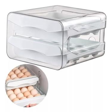 Imagem de Porta-ovos para Geladeira de 2 Camadas, Recipiente de Armazenamento de Ovos Frescos, Caixa Organizadora de Plástico Transparente Empilhável, Bandeja para 32 Ovos com Alças para Cozinha e Casa