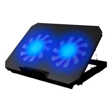 Imagem de Suporte Notebook Com 2 Cooler Ventoinhas Base Mesa Led Refrigerada Ventilação Silenciosa