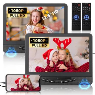 Imagem de Leitor de DVD Portátil Desobry 12.5" - Tela Dual - 1080P - Para Carro