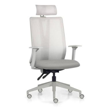 Imagem de Kit 2 Cadeiras De Escritório Giratória Diretor Flow F02 Base Cinza Crepe Cinza - Lyam Decor