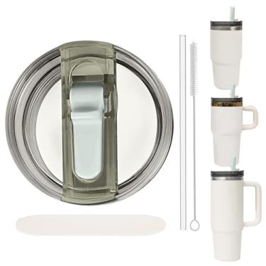 Imagem de Tampa de substituição à prova de vazamento com canudo - Apto para Stanley ProTour Quencher e Quencher H2.0 copo de 590 ml, 850 g (xisto, 590 ml e 850 g)