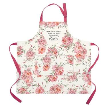 Imagem de Faithworks Aventais de cozinha - Avental floral de lona de algodão inspirador de cobertura total com escrituras, tamanho único, seus filhos se levantam