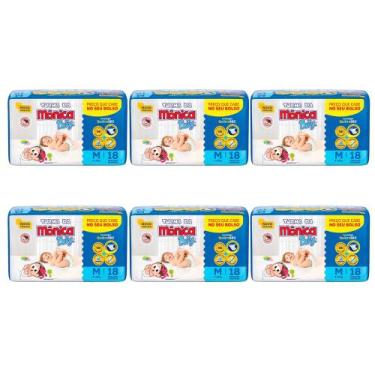 Imagem de Fraldas Turma da Mônica Baby Jumbinho Tamanho M - 6 Pacotes Com 18 Fra