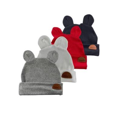 Imagem de Touca Infantil Ursinho Gorro Menina Menino 3 toucas - VANETEX, Preto, 
