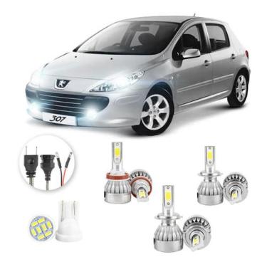 Imagem de Lampadas Led Peugeot 307 2007 A 2012 H11 H7 H7 20000lm - V10, Branco