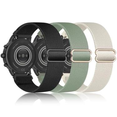 Imagem de Koazon Pacote com 3 pulseiras de relógio de nylon elástico compatíveis com smartwatch Tozo S5/S3, pulseira esportiva respirável ajustável de 22 mm, pulseira esportiva de liberação rápida para CMF