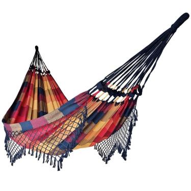 Imagem de Rede de Dormir Casal Balanço de Algodão Reforçada 3,80m x 1,50m Colorida