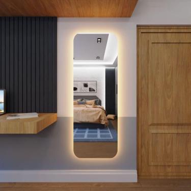 Imagem de Espelho Orgânico Decorativo Lapidado Com Led 170x70cm E14 3000K 220V Led Quente