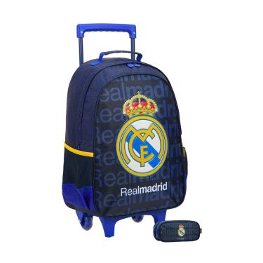 Imagem de Kit Escolar Mochila De Rodinha + Estojo Duplo Real Madrid
