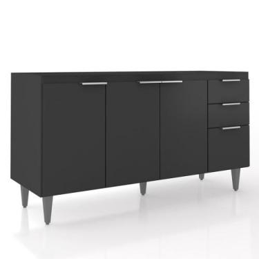 Imagem de Balcão Para Pia 150cm Sem Tampo Pérola Z34 Preto - Mpozenato, Preto, 3