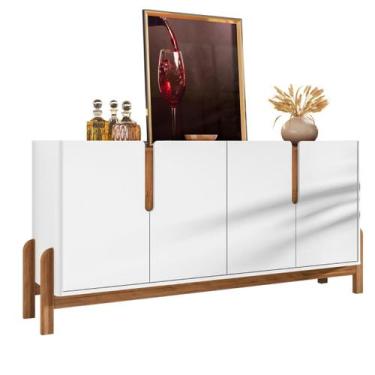 Imagem de Buffet Balcão 4 Portas e Prateleiras Multiuso Organizadora Pé de Madei