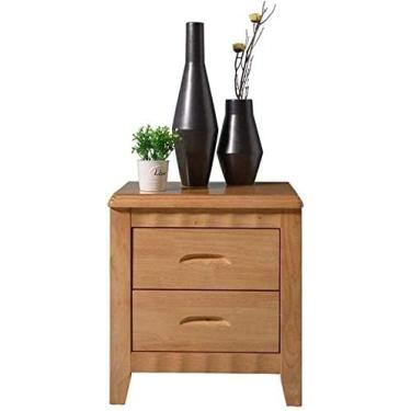 Imagem de Mesa de cabeceira simples para quarto, escritório, mesa de cabeceira quadrada de madeira maciça com 2 gavetas, armário de armazenamento para quarto/dormitório/sala de estar