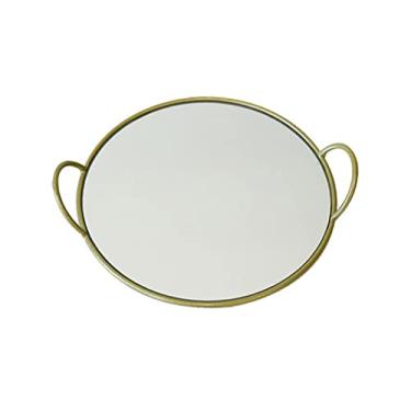Imagem de Bandeja de serviço Bandeja de espelho criativa bandeja de armazenamento de alça dupla bandeja de armazenamento de mesa bandeja de vidro gateway Bandeja decorativa(A)