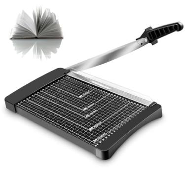 Imagem de Cortador de papel, cortador de papel de escritório, cortador de papel de portão, capacidade para 10 folhas, aparador de papel com proteção de segurança e trava de lâmina, cortador de papelão