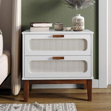 Imagem de Mesa De Cabeceira Santorini 2 Gavetas 60 Cm Branco - Branco