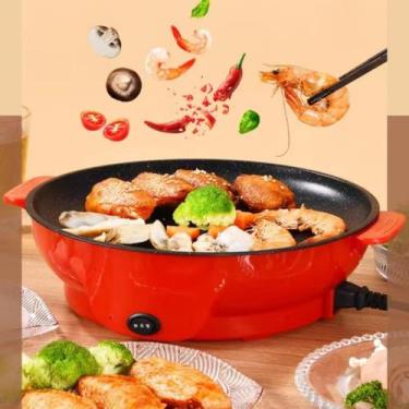 Imagem de Frigideira Elétrica Antiaderente de Cozinha Portátil Assadeira Alta Ca