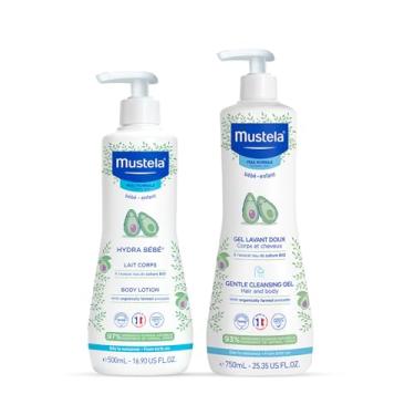 Imagem de Mustela Combo Banho + Hidratação - Hydra Bebê 500ml Hidratante Infantil Corpo e Rosto + Gel Lavante Suave Corpo e Cabelo 750ml
