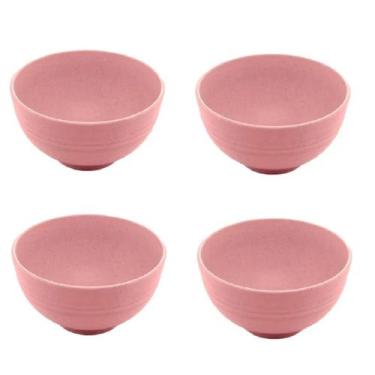 Imagem de Kit 4 Tigelas Bowl Fibra de Bambu Sobremesas 650ml Piscina - Fx, Rosa