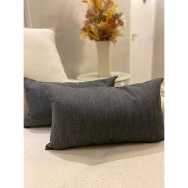 Imagem de Kit 2 Capas de Almofada Retangulares Linho Lisa Decorativa Baguete Luxo 30x50cm (CHUMBO)