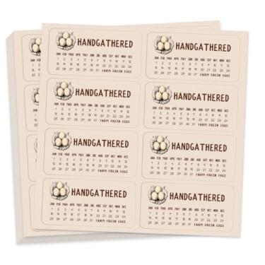 Imagem de GOMAKERER 160 etiquetas de caixa de ovos, adesivos de ovos frescos de fazenda colhidos à mão, data coletada, adesivo, adesivo, para embalagem de ovos de PET para caixa, suprimentos agrícolas, 50,8 x