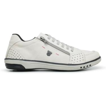 Imagem de Sapatênis Masculino Casual Em Couro Ecológico Com Zíper Lateral Elástico Palmilha Eva Solado Antiderrapante Leve Confortável Estilo Moderno e Acompanha Carteira Masculina E Relógio Look Trabalho Lazer (Gelo, BR, Adulto, Numérico, 43)