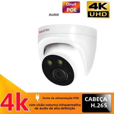 Imagem de Câmera IP 8MP 4K POE Onvif H265 Visão Noturna Detecção Humana HD Dome 
