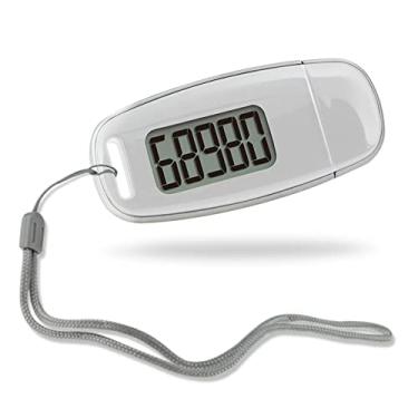 Imagem de Pedômetro 3D Contador de passos com retroiluminação LED recarregável por USB com cordão removível, pedômetros precisos para caminhar, branco