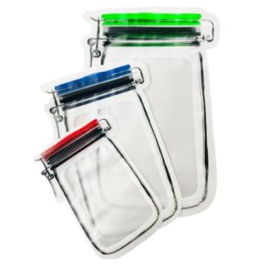 Imagem de Kit 3 Sacos Zip Lock Herméticos Reutilizáveis – Modelo Pote 3D,Conservador de Alimentos, Vedação Total - Ideal para Armazenar Alimentos