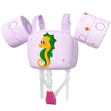 Imagem de Welebar Colete de natação infantil para meninos e meninas de 12,7 a 32 kg, boias com arnês de ombro, asas de braço e alça de virilha para bebês de 2 a 8 anos de idade