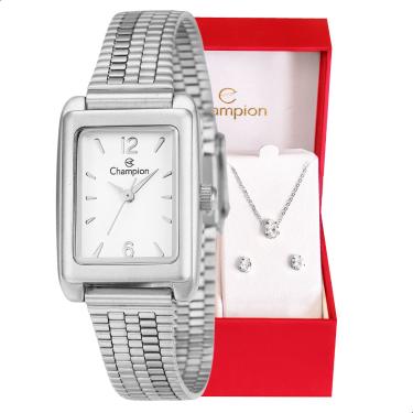 Imagem de Relógio Feminino Champion Prata Pequeno CF24028Q + Colar e Brincos