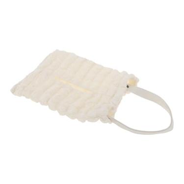 Imagem de INFINAUTO Porta-lenços de papel para carro organizador de massa folhada poliéster 28 x 18 x 2 cm massa folhada bege 1 peça