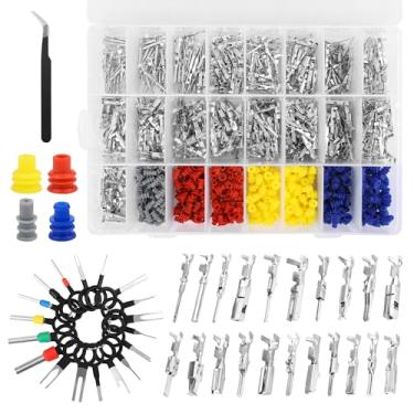Imagem de Kit de conectores de terminais de fio elétrico de carro 984 peças, COITEK 21 tipo macho fêmea pinos de conector elétrico automotivo 1/1,5/1,8/2,2/2,8/3,5 mm, 400 plugues à prova d'água, 1 pinça