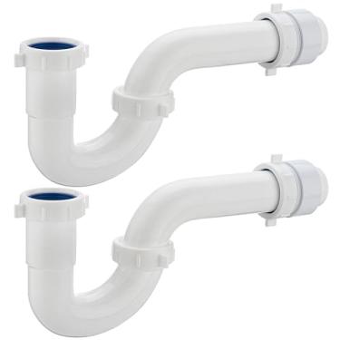 Imagem de (Pacote com 2) yariwiz Branco 3,5 cm P Armadilha para Banheiro Cozinha Pia Dreno Substituição Tubular Conjunto de Tubo de Encanamento KSD-001W (pacote com 2)
