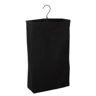 Imagem de YWJLQH Cesto de roupa suja pendurado, cesto de armazenamento para armário com ganchos, saco de roupa suja, de suja pendurado, para porta de banheiro, Preto