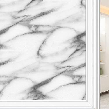 Imagem de Película de janela de privacidade de mármore, textura de estilo mármore, filme de vidro para sala de estar e escritório em casa, L90 x C 190 cm