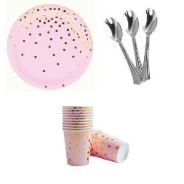 Imagem de Kit 20 Convidado Pratos Copos Papel Colher 14Cm Descartáveis - Udlandi