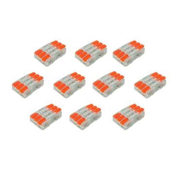 Imagem de Kit 10 conectores emenda rapida linear tripla - green