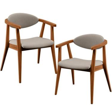 Imagem de Kit 02 Poltronas Decorativas Para Sala de Estar Cecília L02 Linho Bege