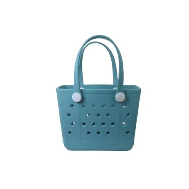 Imagem de Hixulam Pequena bolsa de borracha feminina - linda bolsa esportiva para viagens, dias na piscina, academia e uso diário, design leve e durável, Azul-celeste, Small, Sacola