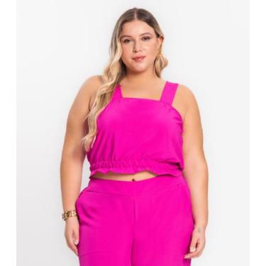 Imagem de Regata Cropped Plus Size Neon Secret Glam Rosa, Plus G1, Rosa