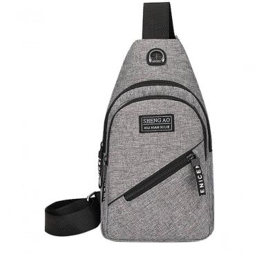 Imagem de Bolsa Mochila Impermeável Transversal Crossbody Pochete De Peito Portátil Alça única Ajustável Cinza