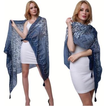 Imagem de Xale Moda Pashmina Mulheres Cachecol Espessamento Quente Inverno Xadrez Cachecol Xale Reversível Capa Xale Enrolar Cobertor Poncho Quente, Blue 175x100cm, A