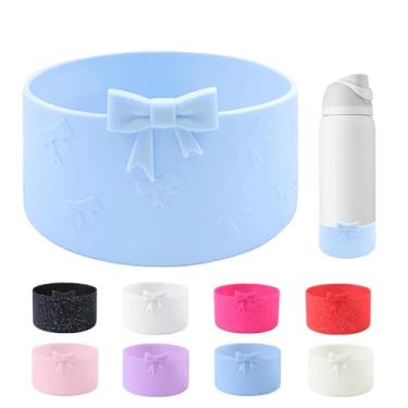 Imagem de YAYAYOUNG Bota de silicone Bow para garrafa de água Owala 947 ml, capa protetora antiderrapante para garrafas de água de aço inoxidável FreeSip, Twist e Flip - Azul