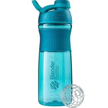 Imagem de Coqueteleira SportMixer da BlenderBottle para shakes de proteína e pré-treino, 830 ml, azul-petróleo